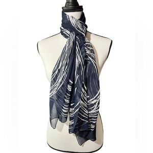 Navy and White Patterned Scarf, approx. 17” x 68”